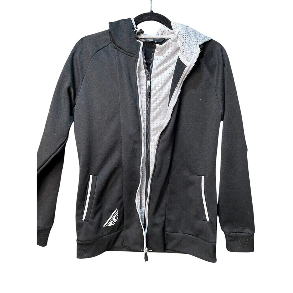 FMF RACING Black and White‎ Hooded Full Zip Jacket Sweater Women's Size L